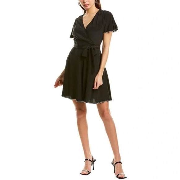Diane von Furstenberg Black Adelyn Silk Wrap Romper - Picture 1 of 6